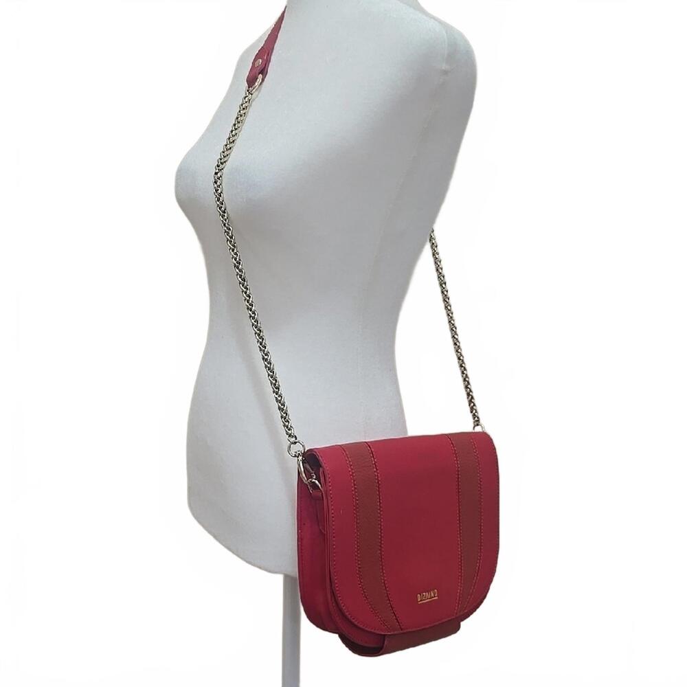 Dizaind Red Leather Crossbody Bag